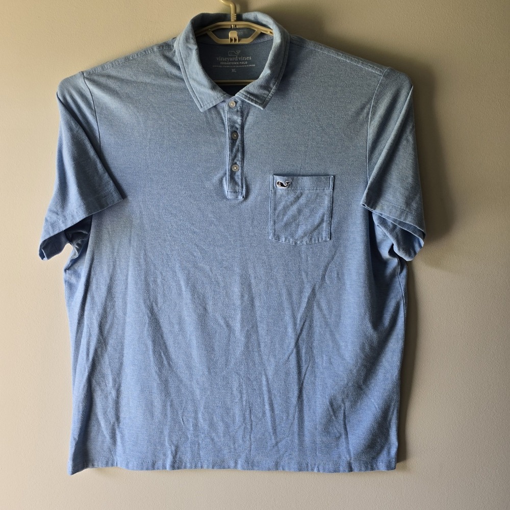 Vineyard Vines Edgartown Polo Shirt Mens Size XL Blue Pima Cotton Blend Stretch